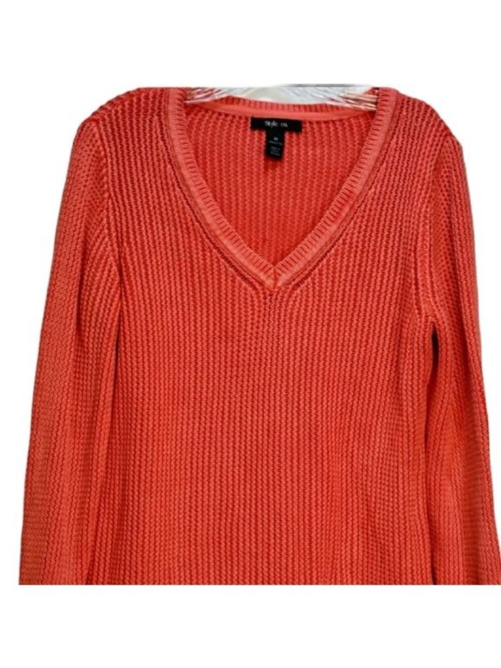 Style & Co. Orange Cable Knit Cotton Sweater XL